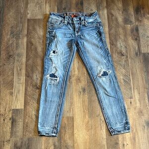 Rock Revival Light Blue Distressed Skinny Jeans